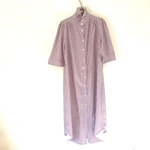 New SHEIN Lavender Striped Button-Front Midi Dress with Ruffled Collar 2XL